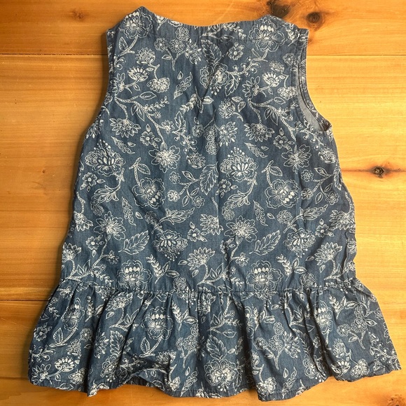 Osh Kosh Denim Floral Print Sleeveless Tunic Top Girls Size 6 - Picture 3 of 6